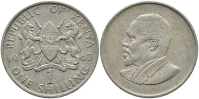 Кения 1 шиллинг 1967 Джомо Кениата KM 5 медно-никель 3333-943