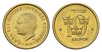 Швеция 10 крон 2002 Карл XVI Густав (1973-) KM 895 нордик UNC 4657-1221