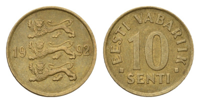 Эстония 10 сентов 1992 KM 22 латунь 4696-128
