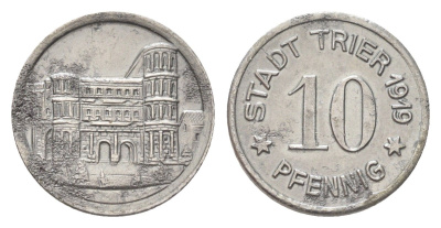 Трир 10 пфеннигов 1919 Funck 549.6, Men18 31517.6 железо 4708-962