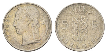 Бельгия 5 франков 1962 Belgie, Бодуэн I (1951-1993) KM 135 медно-никель 4704-1117