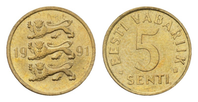 Эстония 5 сентов 1991 KM 21 латунь UNC 4694-1249
