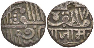 Индия, Наванагар (Nawanagar) 1 кори (kori) АН(9)78 стиль 1570-1850, frozen, вес 4,29 гр. KM 5 серебро 4112-531