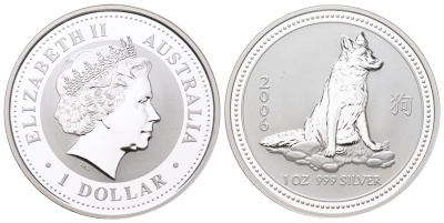 Австралия 1 доллар 2006 Китайский гороскоп - Год собаки KM 1882 серебро BU 11-035-25
