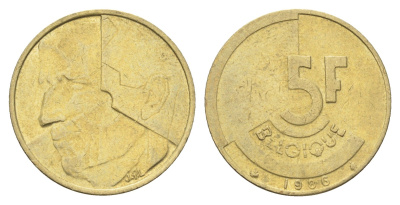 Бельгия 5 франков 1986 Belgique, Бодуэн I (1951-1993) KM 163 медь алюминий никель 4706-224
