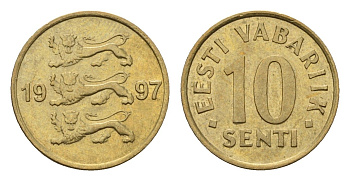 Эстония 10 сентов 1997 KM 22 латунь UNC 4696-165